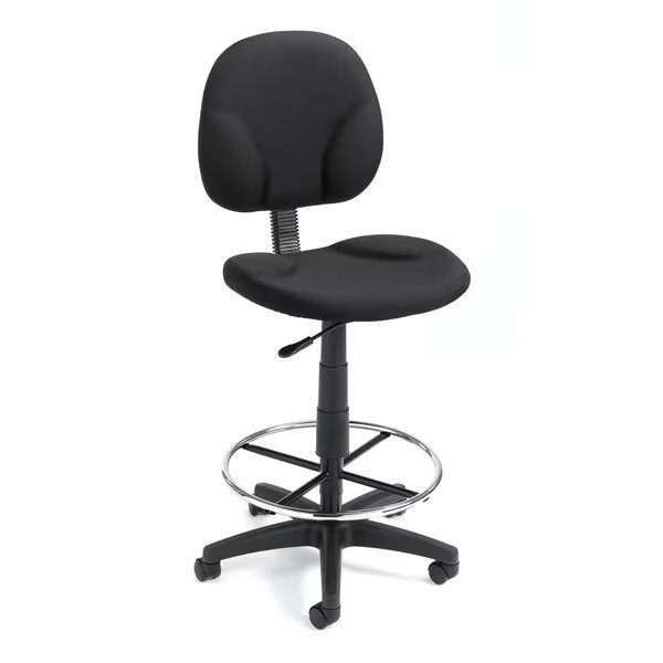 Black Fabric Drafting Stools with Footring, Boss, Mfr#: B1690-BK